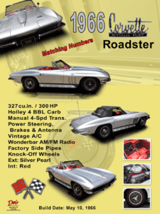 1966 Corvette Sting Ray Car, Roadster