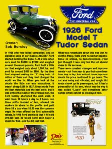 1926 Ford Model T Tudor Sedan, Owner Bob Barclay