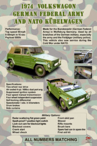 1974 Volkswagen German Federal Army and Nato Kubelwagen