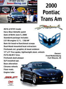 2000 Pontiac Trans Am, Owner Fred Waltenburg Fort Wayne