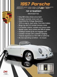 1957 Porsche Speedster Re Creation