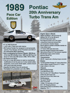 1989 Pace Car Edition Pontiac 20th Anniversary Turbo Trans Am