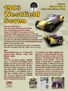 1983 Westfield Seven car, Owner Michael Aikey