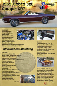 1969 Cobra Jet Cougar XR7 Engine 427.4 Cu