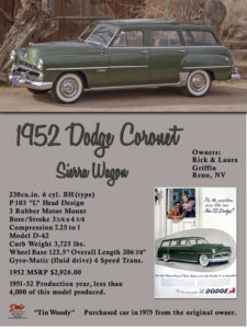 1952 Dodge Coronet Sierra Wagon,230 cu in 6 Cyi