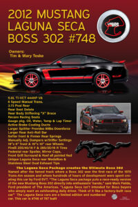 A black and red car with the words boss 3 0 2 # 7 4 8